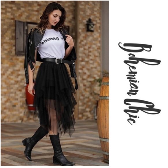 CHARMAINE- Jagged Ruffle Tulle Skirt - Picture 2 of 8